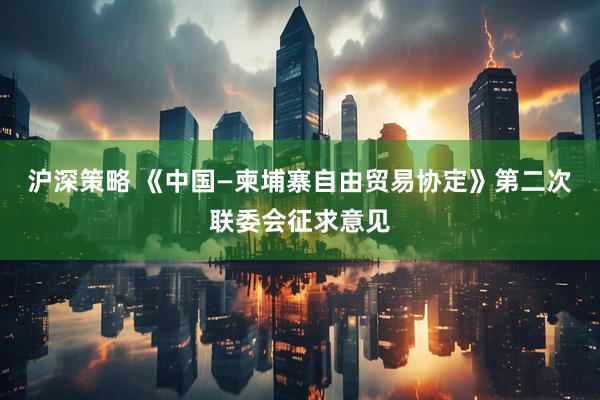沪深策略 《中国—柬埔寨自由贸易协定》第二次联委会征求意见