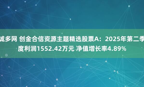 诚多网 创金合信资源主题精选股票A：2025年第二季度利润1552.42万元 净值增长率4.89%